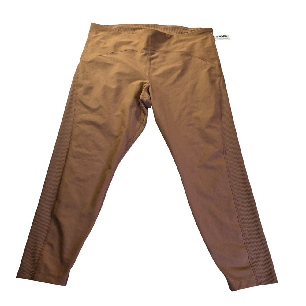 Old Navy Powersoft HR Leggings 619866 Womens XXL Plus Size Brown Ribbed Sporty